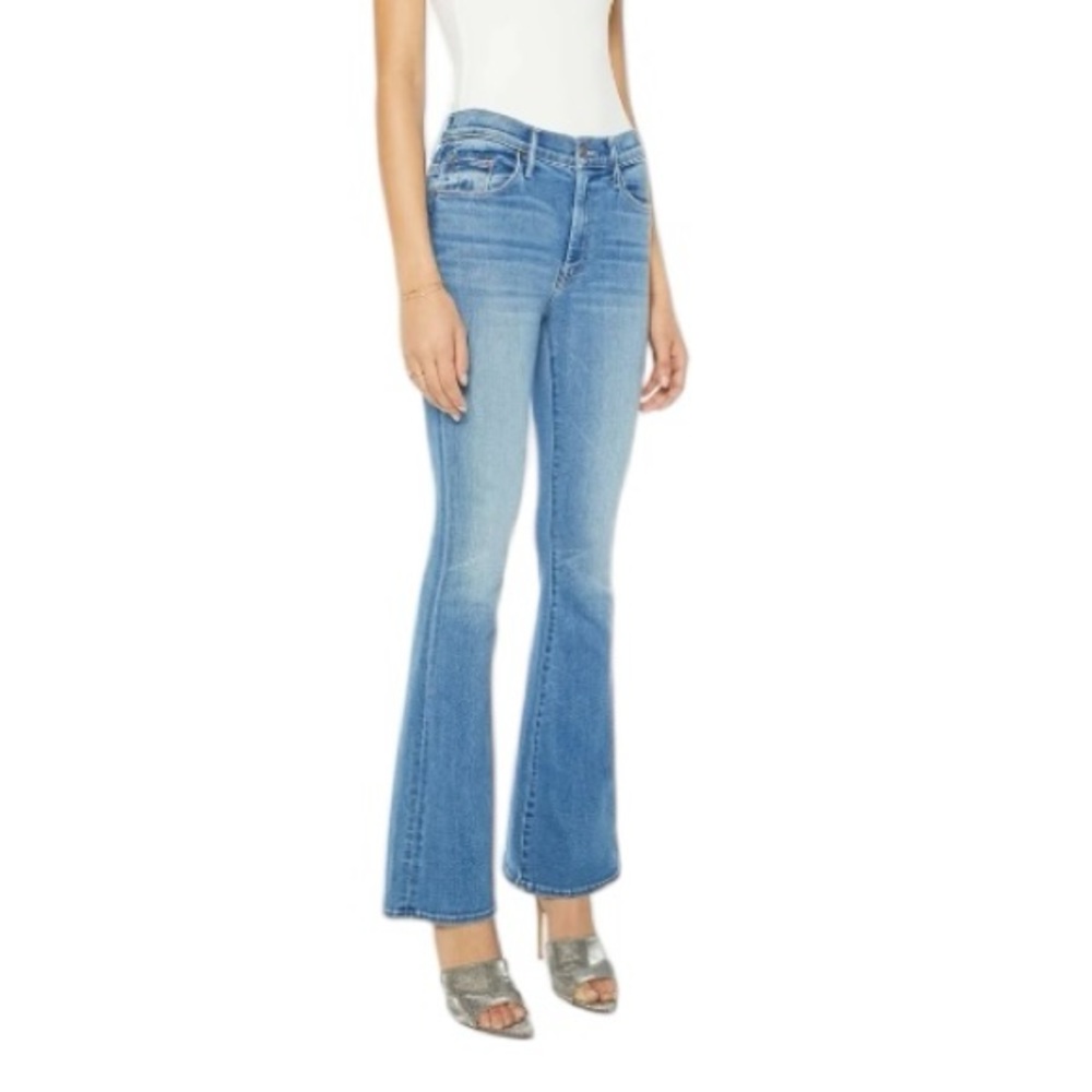 MOTHER Blue Flare Wide Leg Jeans with Casual Appeal